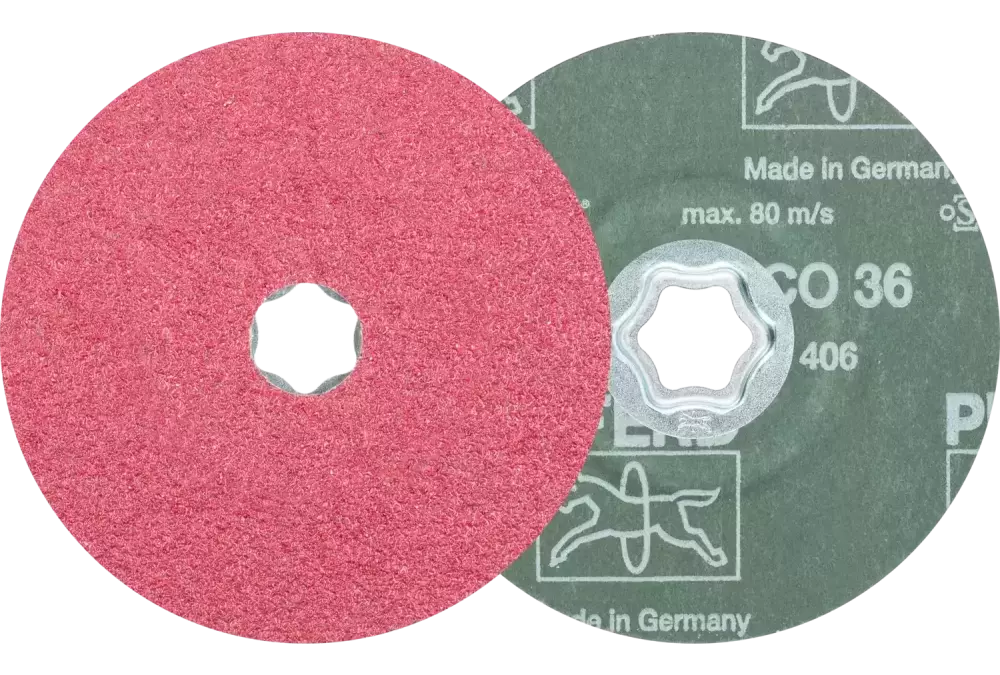 Tarcza fibrowa z ziarnem ceramicznym COMBICLICK Ø 125 mm CO36 do szlifu zgrubnego na stali 1