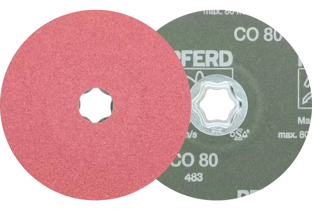 Tarcza fibrowa z ziarnem ceramicznym COMBICLICK Ø 125 mm CO80 do szlifu zgrubnego na stali 1