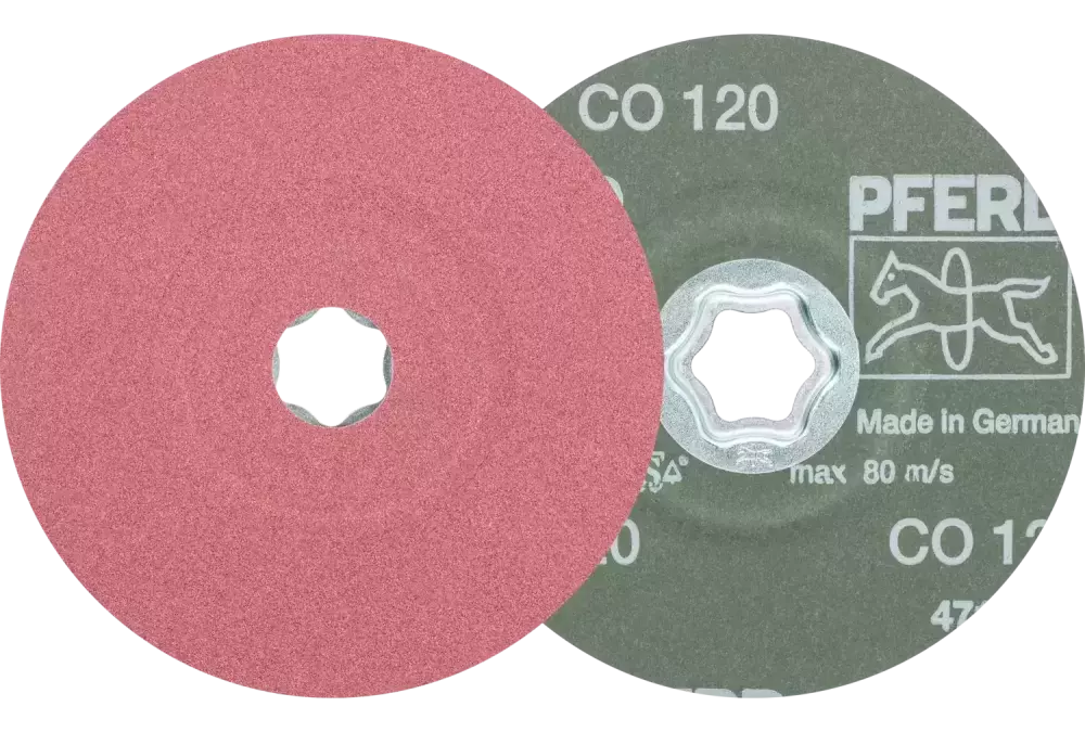 Tarcza fibrowa z ziarnem ceramicznym COMBICLICK Ø 125 mm CO120 do szlifu zgrubnego na stali 1