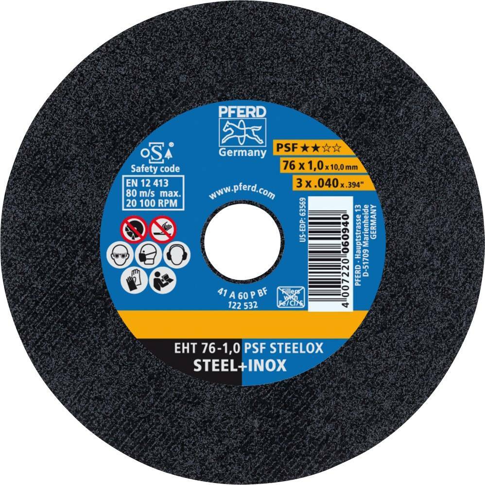 Tarcza do cięcia metalu 76x1x10 PSF STEELOX płaska Pferd 65508100 1