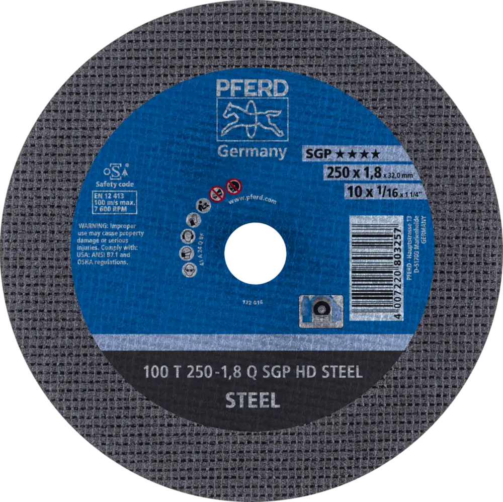 Tarcza do cięcia metalu 250x1,8x32 SGP HD STEEL średnio twarda płaska Pferd 66322132 1