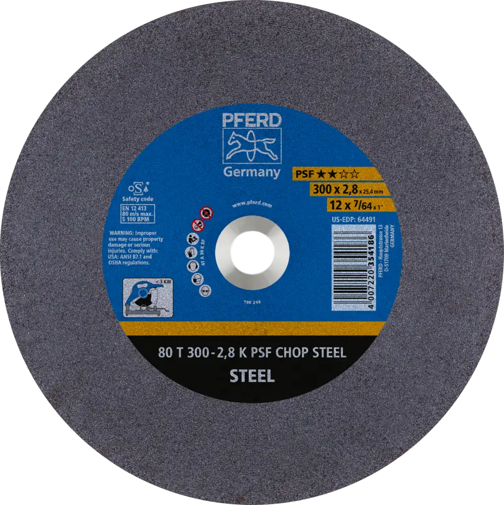 Tarcza do cięcia metalu 300x2,8x25,4 PSF CHOP STEEL płaska Pferd 66323074 1