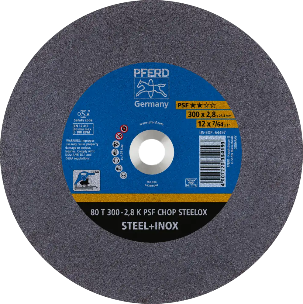 Tarcza do cięcia metalu 300x2,8x25,4 PSF CHOP STEELOX płaska Pferd 66323075 1