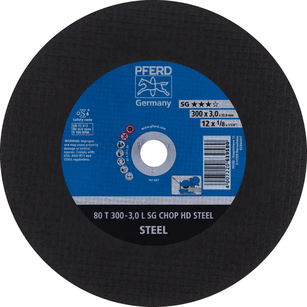 Tarcza do cięcia metalu 300x3x32 SG CHOP HD STEEL płaska Pferd 66323081 1