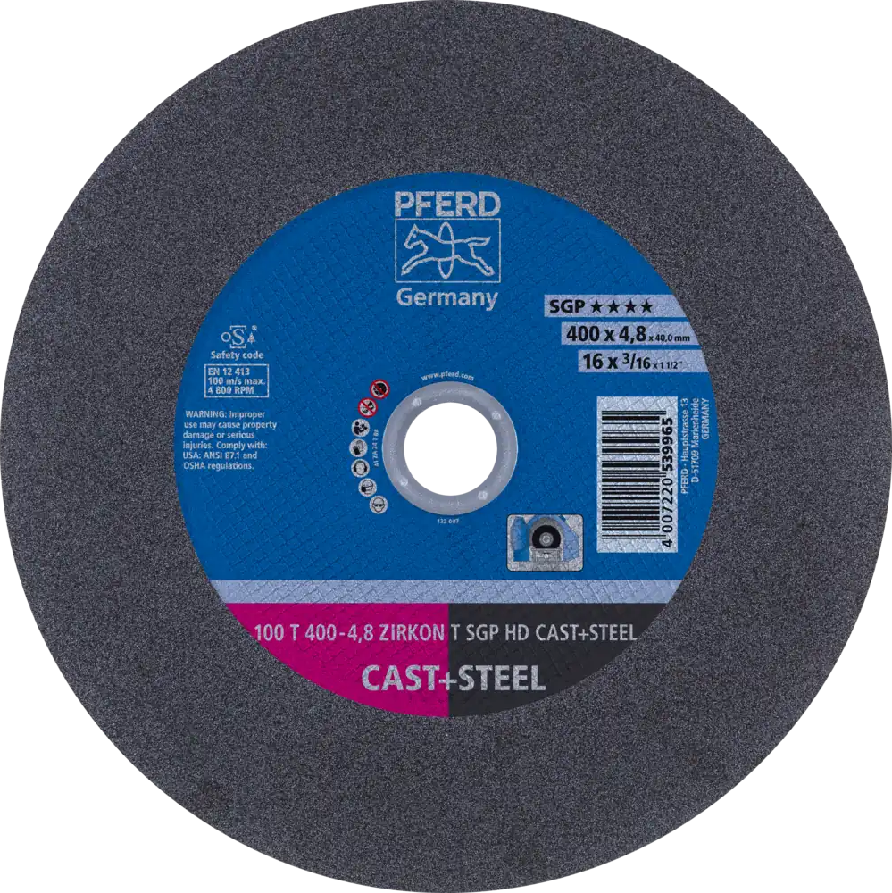 Tarcza do cięcia żeliwa 400x4,8x40 ZIRKON SGP HD CAST+STEEL bardzo twarda płaska Pferd 66323235 1