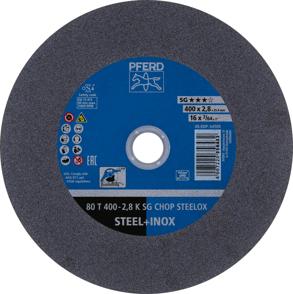 Tarcza do cięcia metalu 400x2,8x25,4 SG CHOP STEELOX płaska Pferd 66324091 1
