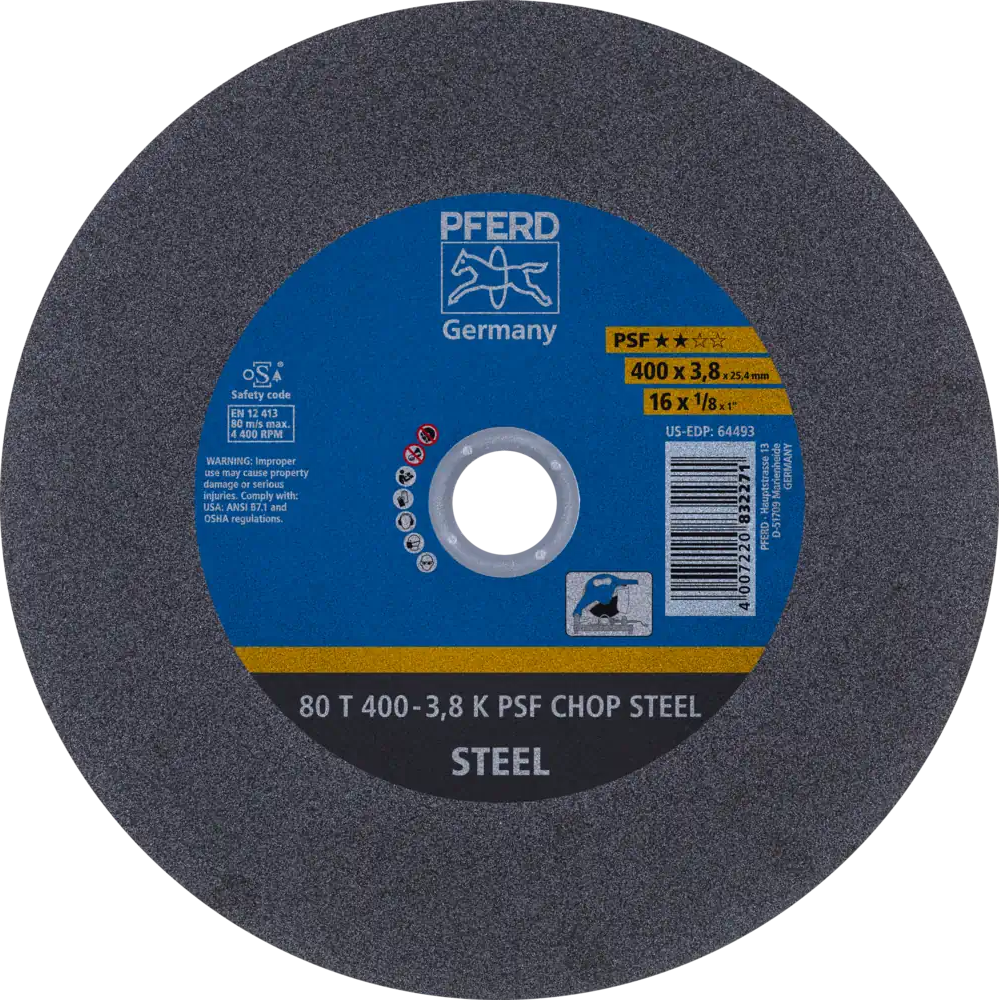Tarcza do cięcia metalu 400x3,8x25,4 PSF CHOP STEEL płaska Pferd 66324095 1