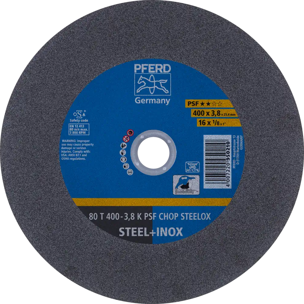 Tarcza do cięcia metalu 400x3,8x25,4 PSF CHOP STEELOX płaska Pferd 66324096 1