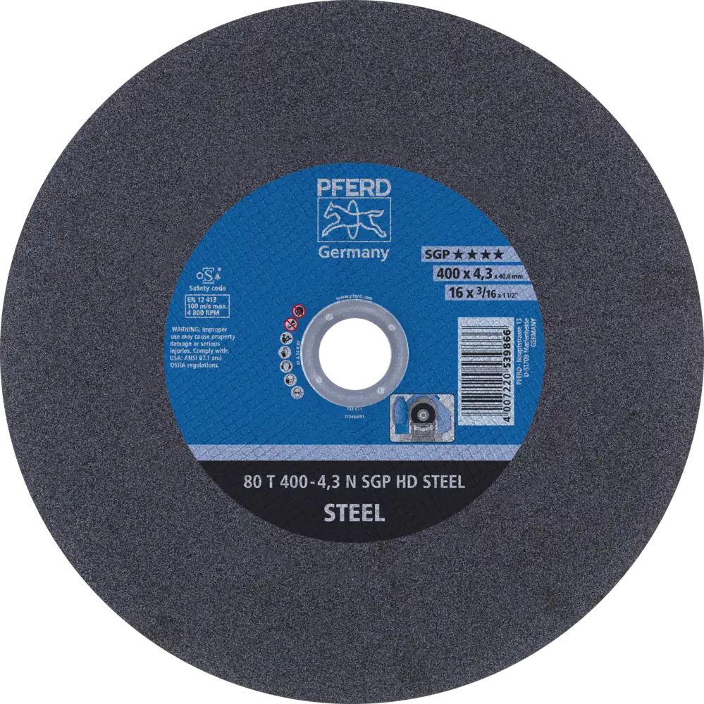 Tarcza do cięcia metalu 400x4,3x40 SGP HD STEEL miękka płaska Pferd 66324195 1