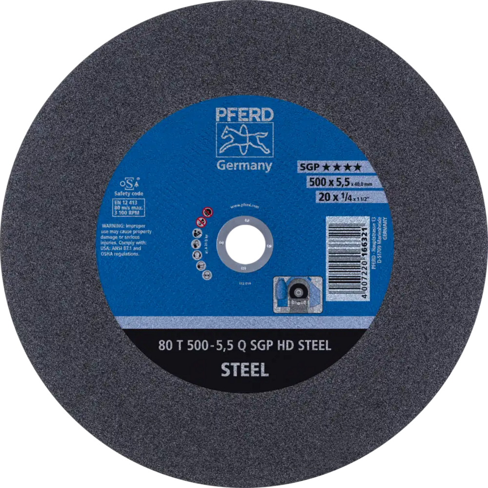 Tarcza do cięcia metalu 500x5,5x40 SGP HD STEEL płaska średnio twarda Pferd 66325040 1