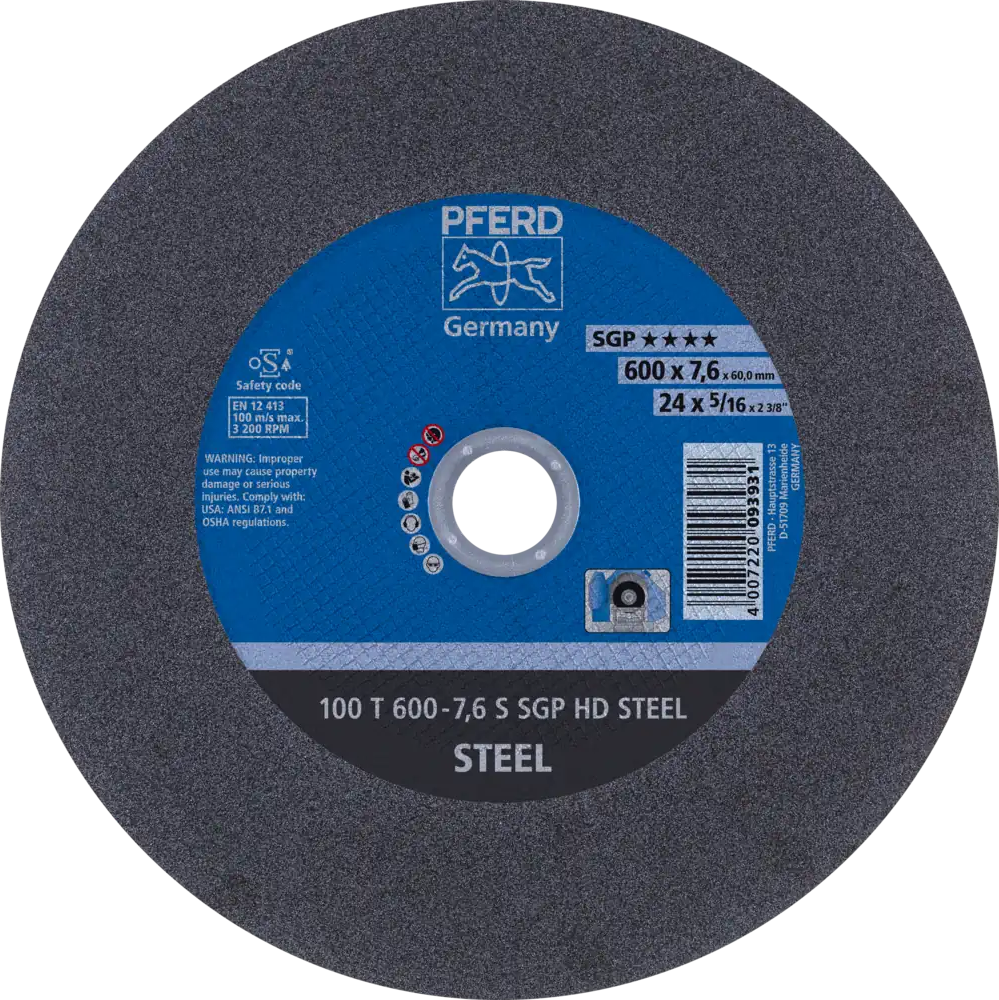 Tarcza do cięcia metalu 600x7,6x60 SGP HD STEEL twarda płaska Pferd 66397707 1
