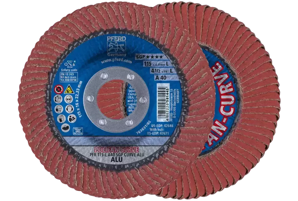 Ściernica listkowa POLIFAN CURVE PFR 115 × 22,23 mm szerokość L A40 linia specjalna SGP ALU do aluminium 1