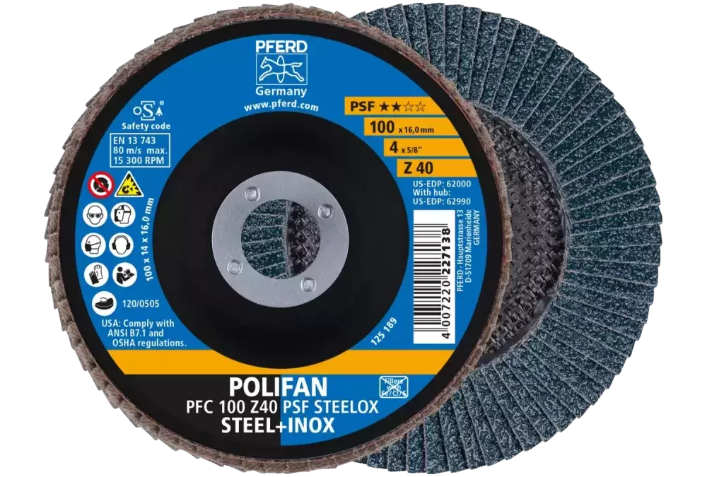 Ściernica listkowa POLIFAN PFC 100 × 16 mm stożkowa Z40 linia uniwersalna PSF STEELOX stal/stal nierdzewna 1