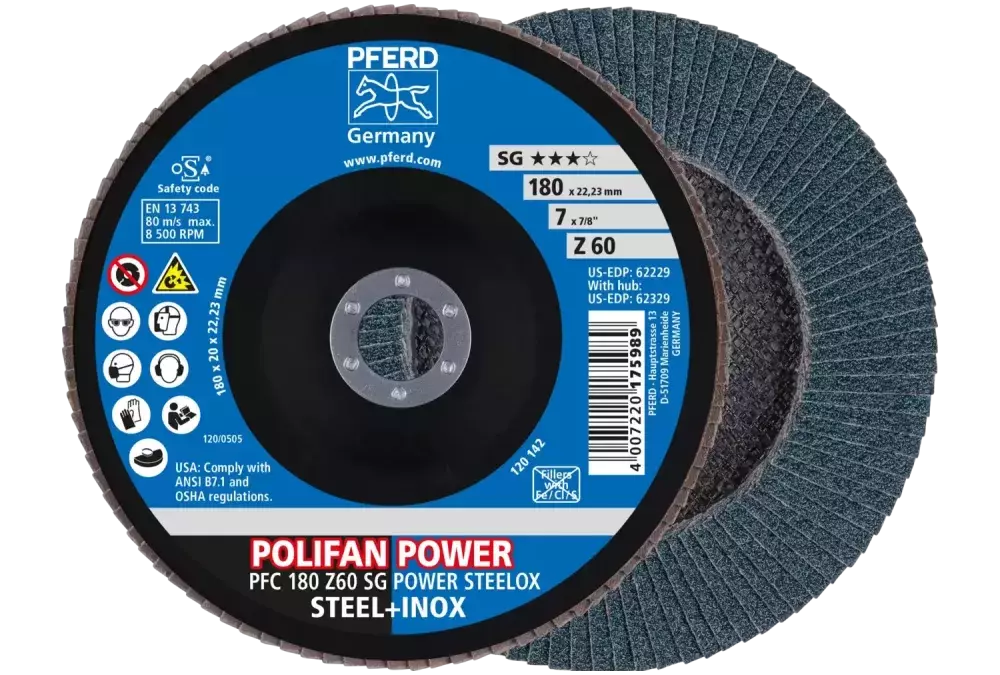 Ściernica listkowa POLIFAN POWER PFC 180 × 22,23 mm stożkowa Z60 SG STEELOX stal/stal nierdzewna 1