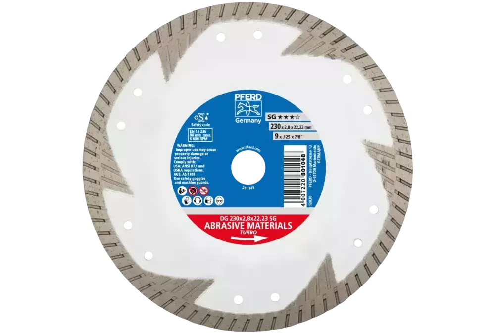 Diamentowa ściernica do przecinania DG 230 × 2,8 × 22,23 mm SG do cięcia kamienia/betonu, wysoka jakość cięcia 1
