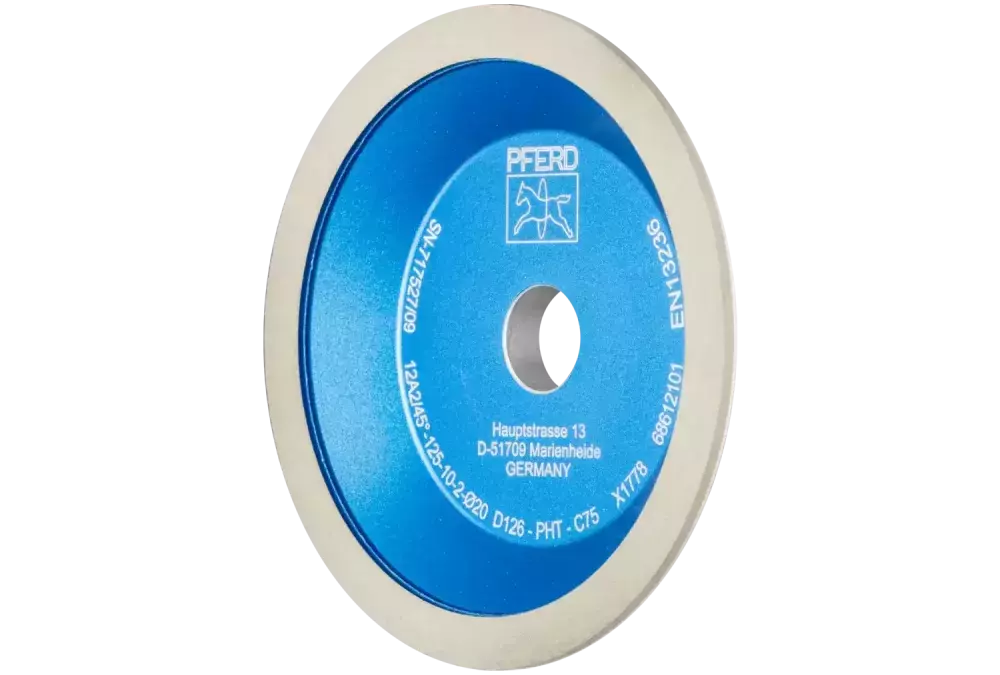 Diamentowa ściernica tarczowa z żywicy syntetycznej 12A2/45° PHT 178 mm D126 (średnia), szlif suchy 1