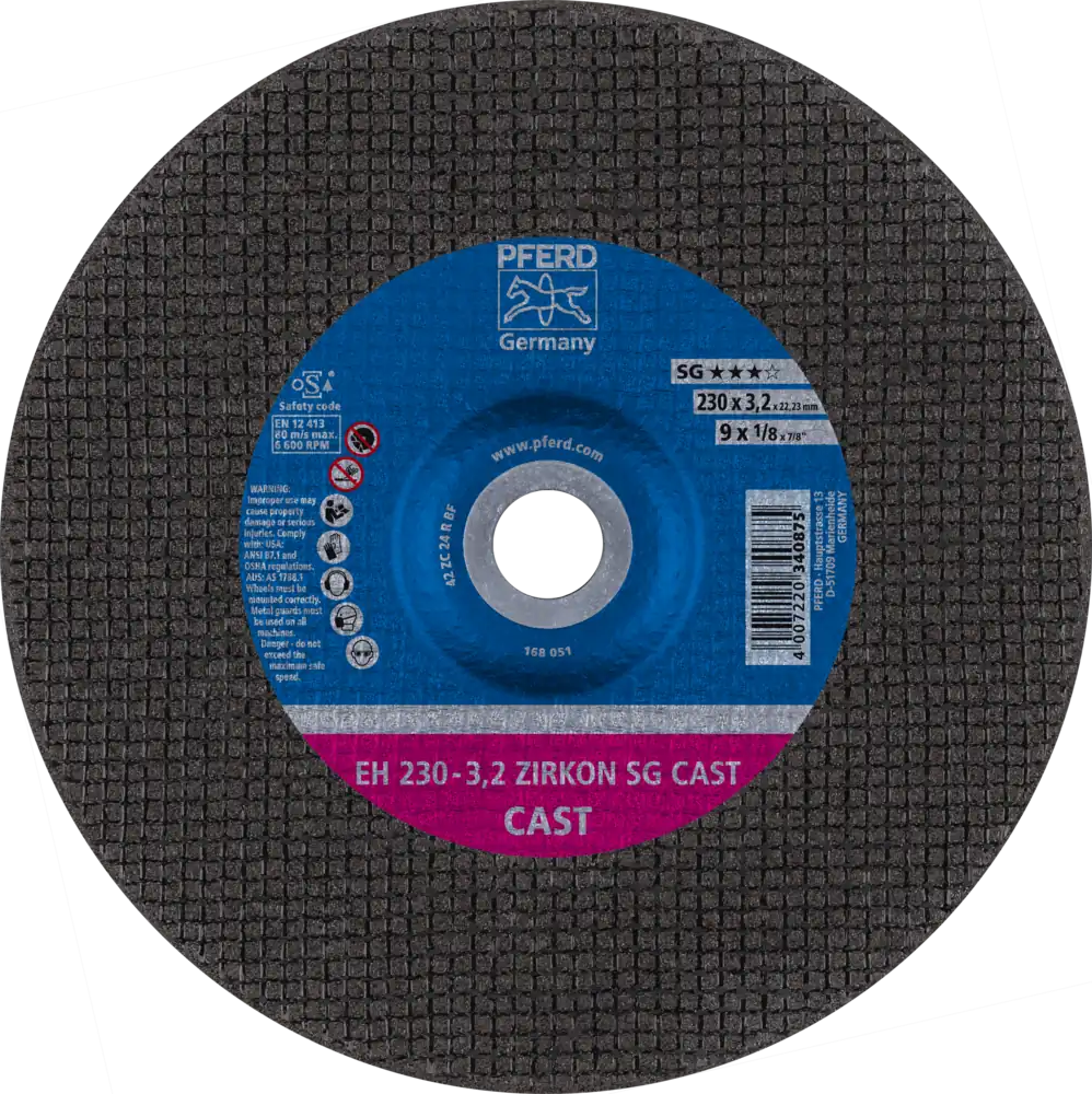 Tarcza do cięcia żeliwa 230x3,2x22,23 ZIRKON SG CAST płaska Pferd 66624083 1