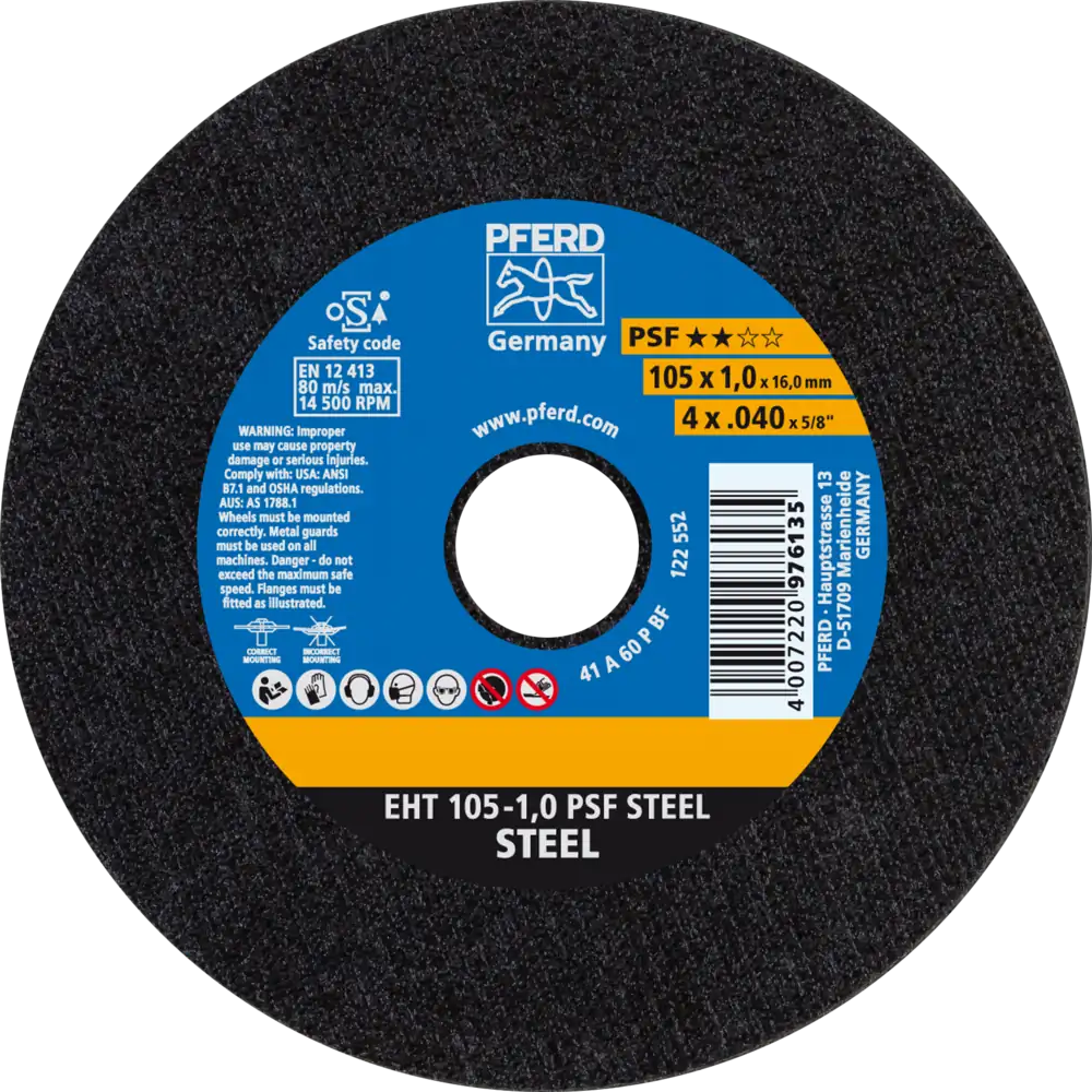 Tarcza do cięcia metalu 105x1x16 PSF STEEL płaska Pferd 69121029 1