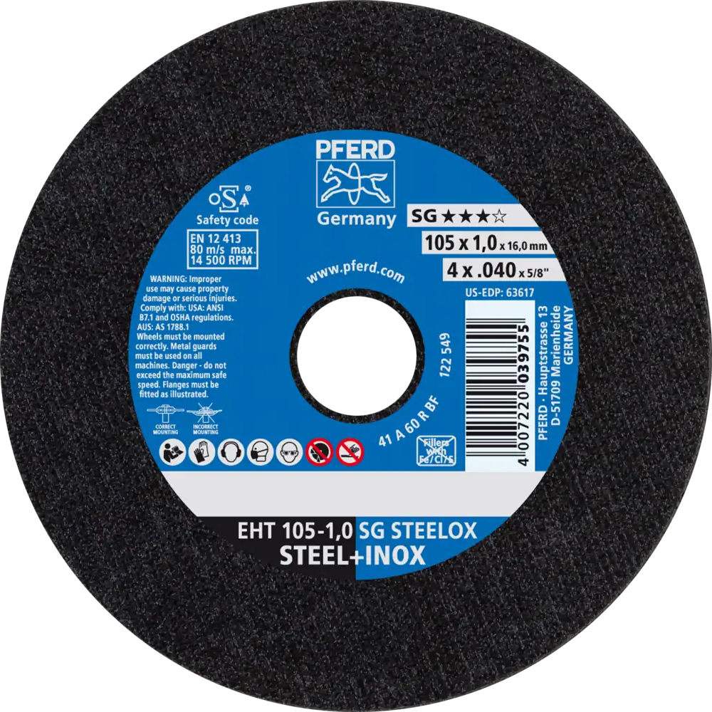 Tarcza do cięcia metalu 105x1x16 SG STEELOX płaska Pferd 69121043 1