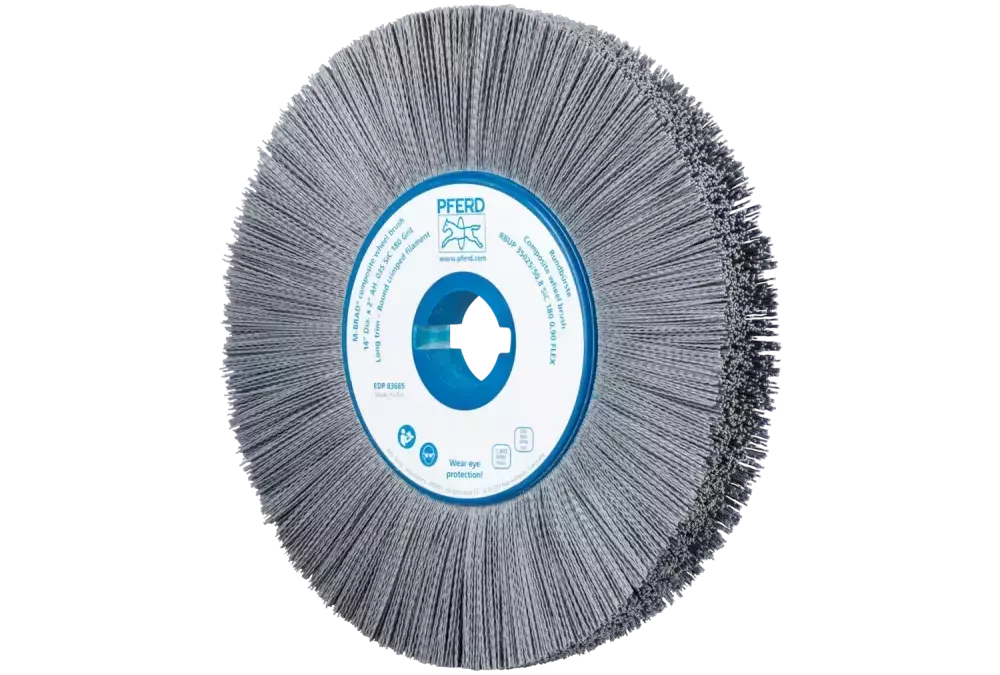 SZCZOTKI KOMPOZYTOWE tarczowe FLEX RBUP Ø 350 × 25 × 50,8 mm włókno SiC do otworu Ø 0,90 mm, ziarno 180, stacjonarne 1