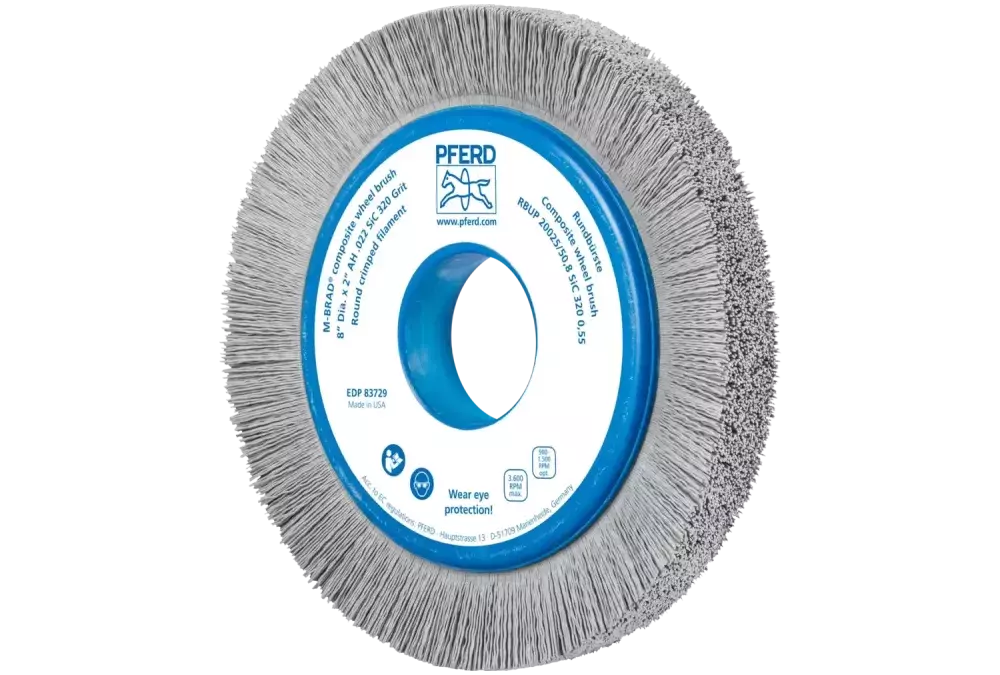 SZCZOTKI KOMPOZYTOWE tarczowe RBUP Ø 200 × 25 × 50,8 mm włókno SiC do otworu Ø 0,55 mm, ziarno 320, stacjonarne 1