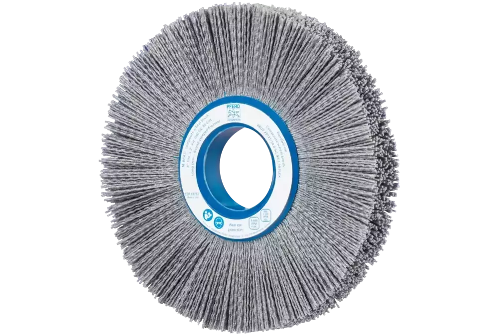 SZCZOTKI KOMPOZYTOWE tarczowe FLEX RBUP Ø 200 x 25 x 50,8 mm włókno SiC do otworu Ø 1,00 mm, ziarno 80, stacjonarne 1