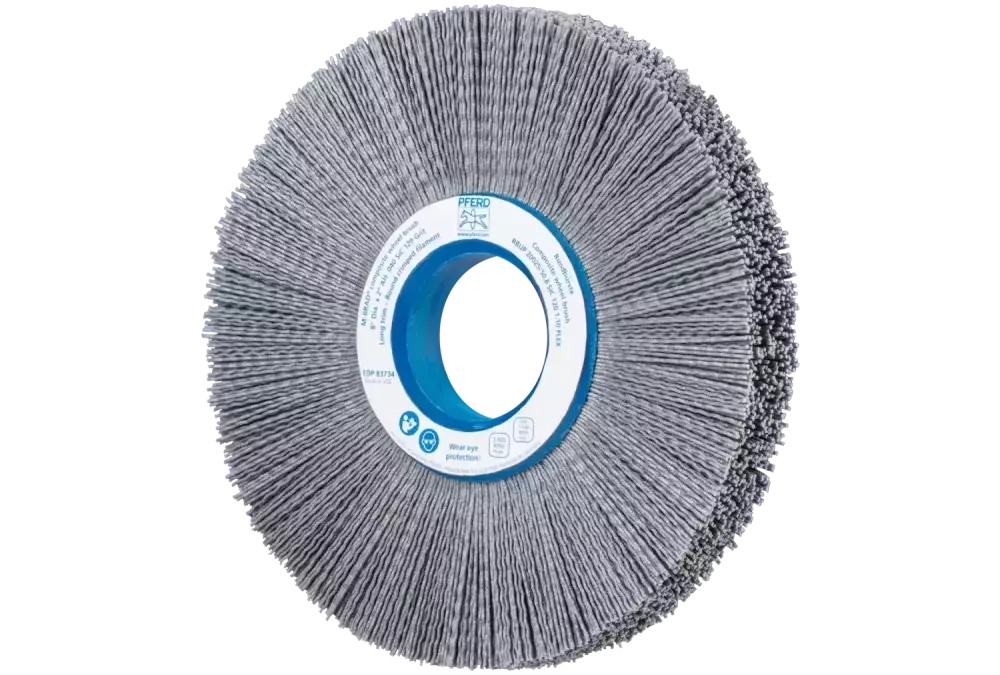 SZCZOTKI KOMPOZYTOWE tarczowe FLEX RBUP Ø 200 x 25 x 50,8 mm włókno SiC do otworu Ø 1,00 mm, ziarno 120, stacjonarne 1