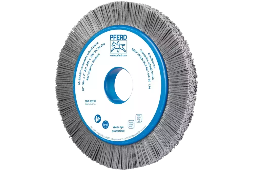 SZCZOTKI KOMPOZYTOWE tarczowe RBUP Ø 250 x 25 x 50,8 mm włókno SiC do otworu Ø 1,14 mm, ziarno 80, stacjonarne 1