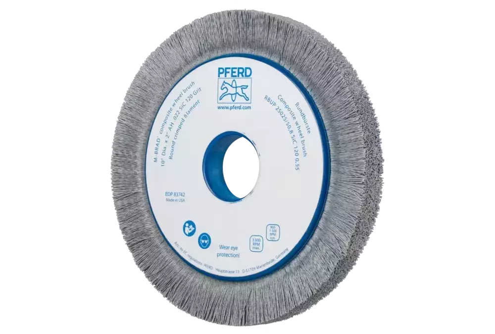 SZCZOTKI KOMPOZYTOWE tarczowe RBUP Ø 250 x 25 x 50,8 mm włókno SiC do otworu Ø 1,10 m, ziarno 120, stacjonarne 1