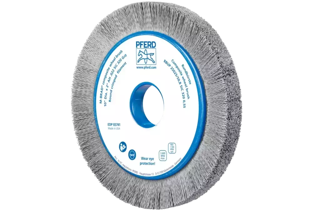 SZCZOTKI KOMPOZYTOWE tarczowe RBUP Ø 250 x 25 x 50,8 mm włókno SiC do otworu Ø 0,55 mm, ziarno 320, stacjonarne 1