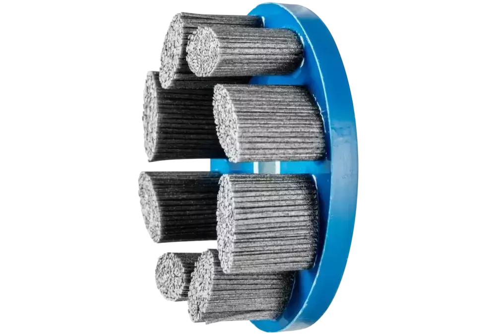 SZCZOTKI KOMPOZYTOWE talerzowe FLEX DBU Ø 150 × 22,2 mm włókno SiC do otworu Ø 1,14 mm, ziarno 80, stacjonarne 1
