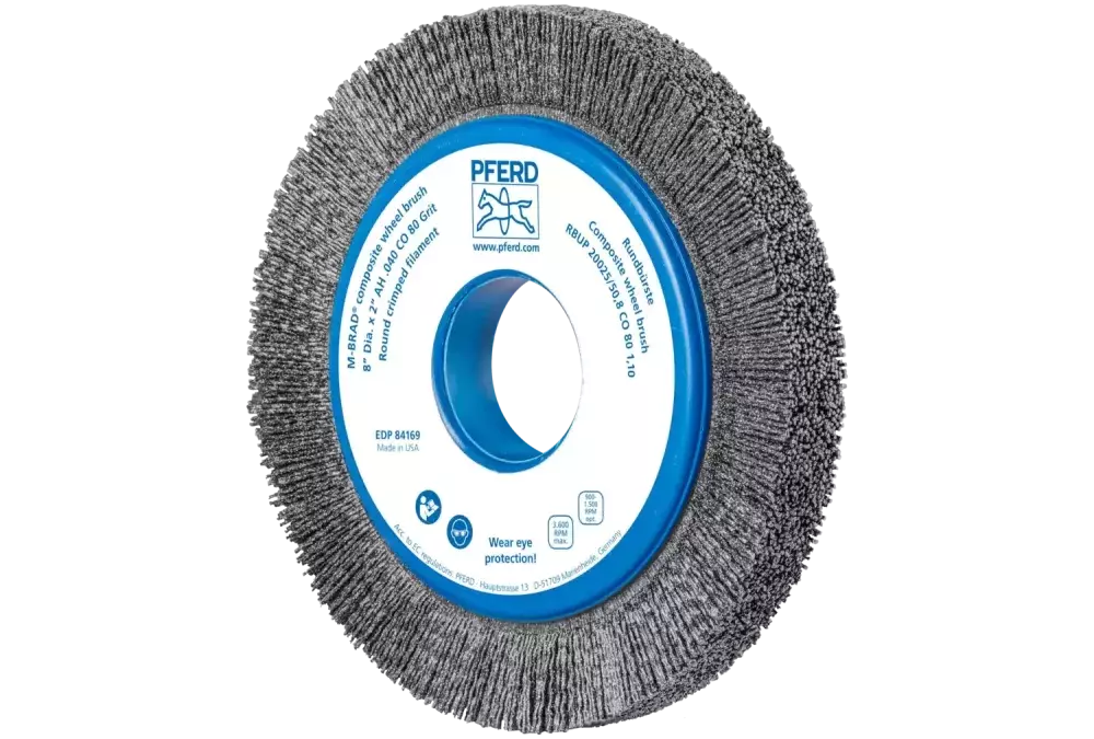 SZCZOTKI KOMPOZYTOWE tarczowe RBUP Ø 150 x 13 x 50,8 mm włókno ceramiczne do otworu Ø 1,10 mm, ziarno 80, stacjonarne 1