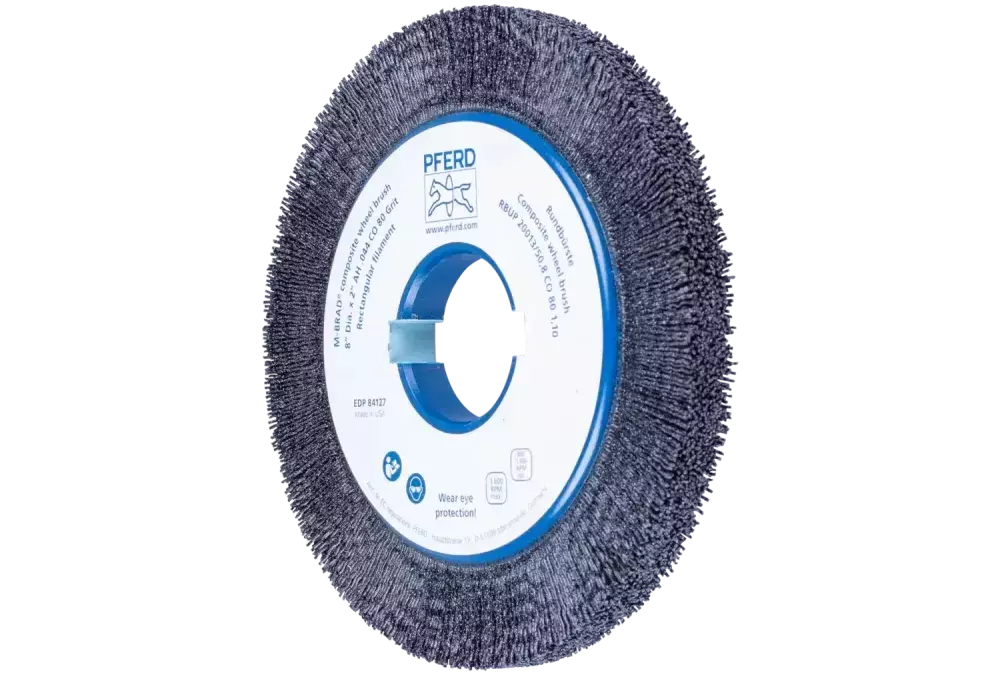SZCZOTKI KOMPOZYTOWE tarczowe RBUP Ø 200 × 13 × 50,8 mm włókno ceramiczne do otworu Ø 1,10 mm, ziarno 80, stacjonarne 1