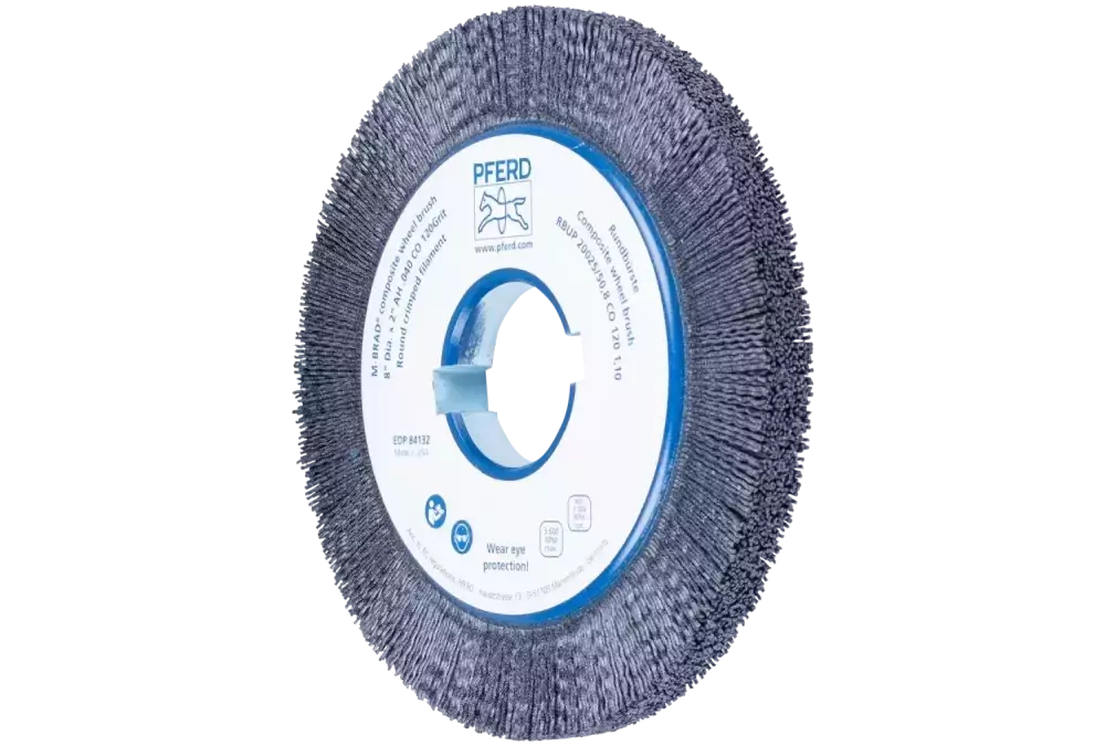 SZCZOTKI KOMPOZYTOWE tarczowe RBUP Ø 200 × 13 × 50,8 mm włókno ceramiczne do otworu Ø 1,10 mm, ziarno 120, stacjonarne 1