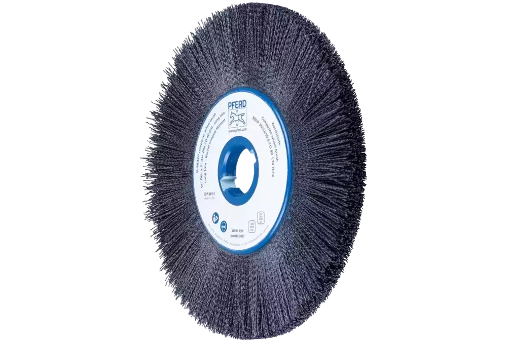 SZCZOTKI KOMPOZYTOWE tarczowe FLEX RBUP Ø 350 × 13 × 50,8 mm włókno ceramiczne Ø 1,10 mm, ziarno 80, stacjonarne 1