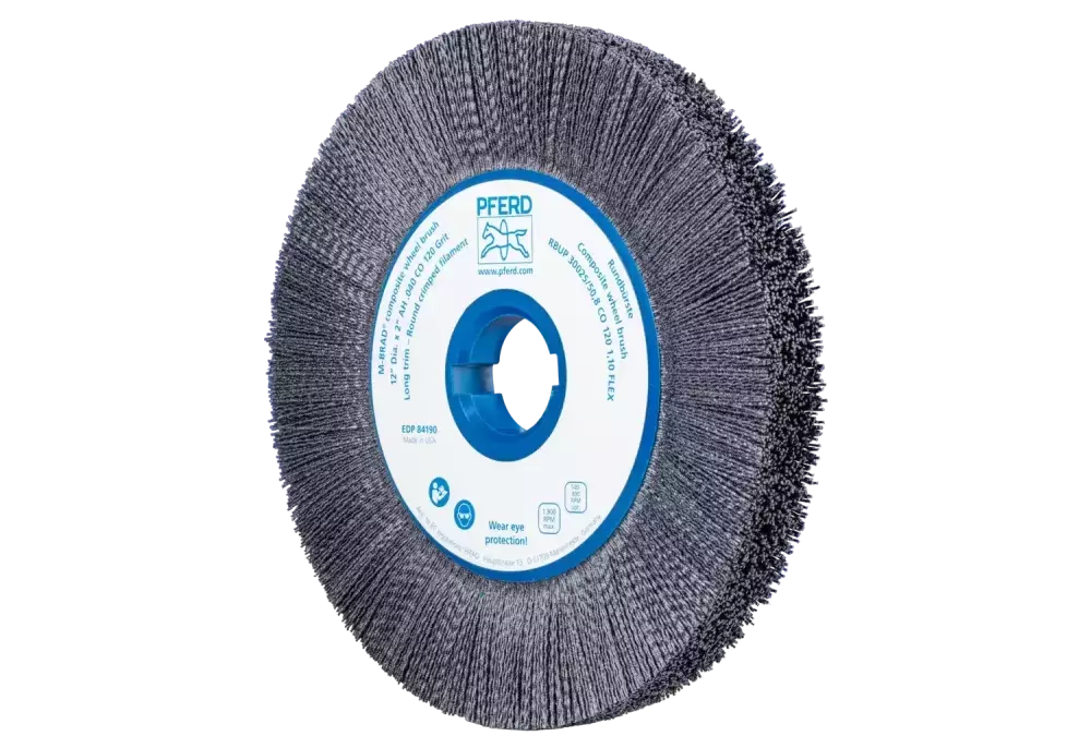 SZCZOTKI KOMPOZYTOWE tarczowe FLEX RBUP Ø 300 × 25 × 50,8 mm włókno ceramiczne Ø 1,10 mm, ziarno 120, stacjonarne 1
