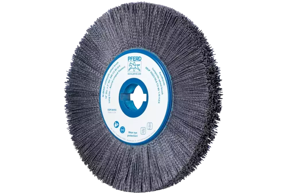 SZCZOTKI KOMPOZYTOWE tarczowe FLEX RBUP Ø 350 × 25 × 50,8 mm włókno ceramiczne Ø 1,10 mm, ziarno 80, stacjonarne 1