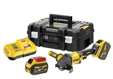 Szlifierka kątowa 125 mm 2x2Ah FLEXVOLT 18/54V + ładowarka + walizka DeWalt DCG418T2 1