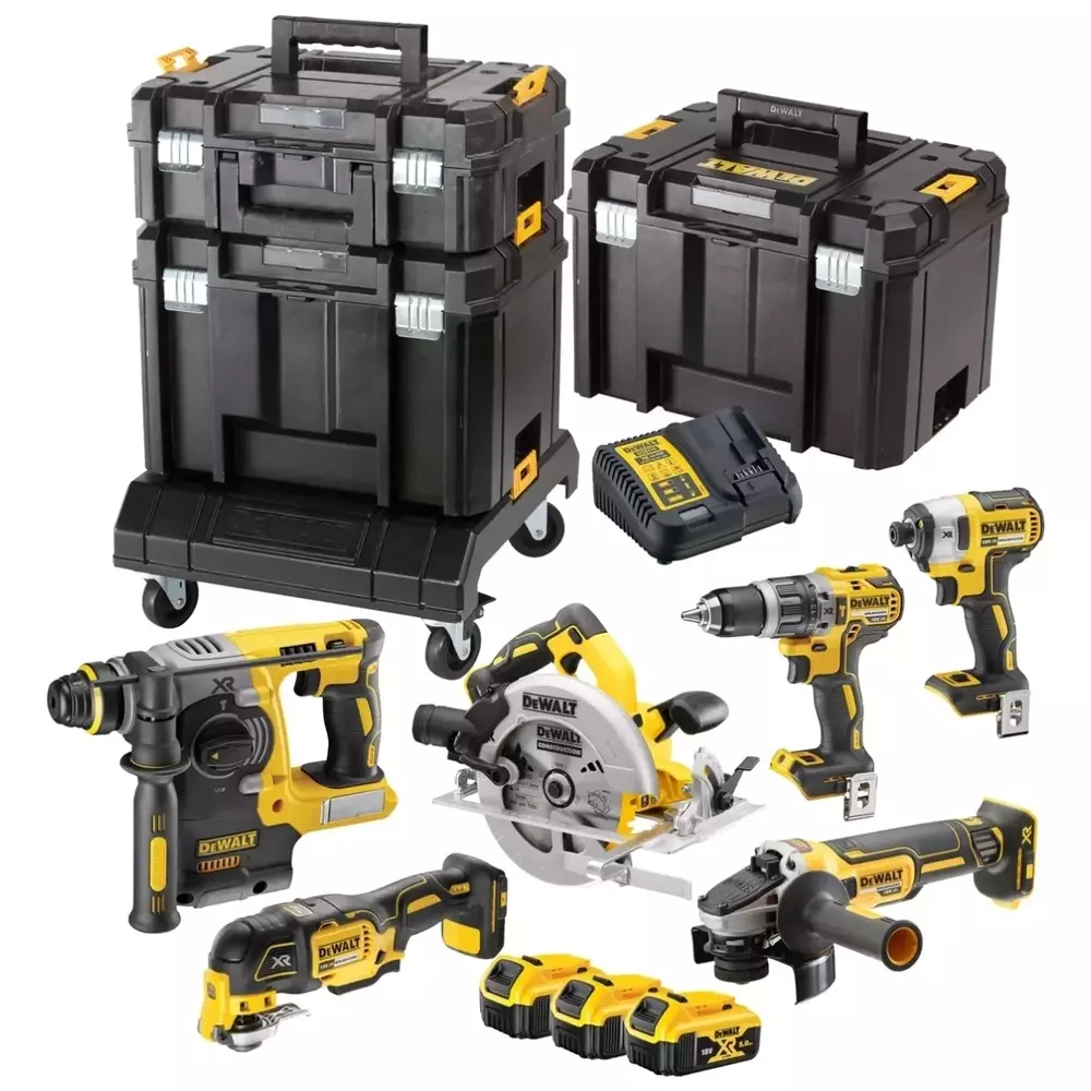 Zestaw 6 elektronarzędzi + 3x5Ah + ładowarka + 3x walizka Dewalt DCK685P3T 1
