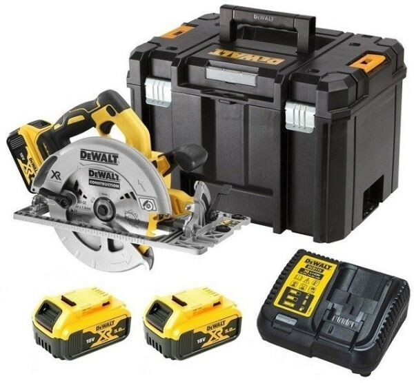 Pilarka tarczowa 184 mm 18V kompatybilna z szynami + walizka + 2x5Ah + ładowarka DeWALT DCS572P2 1
