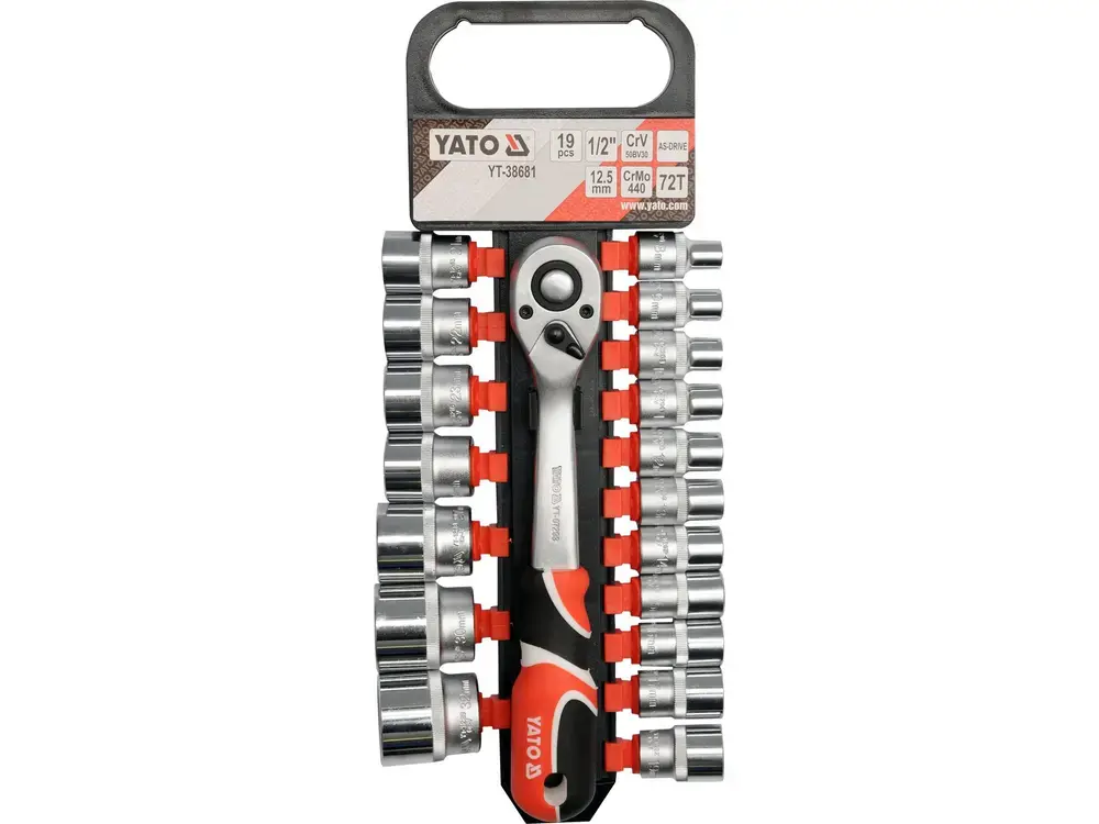 Zestaw nasadek z grzechotką 1/2" 19szt YATO YT-38681 1