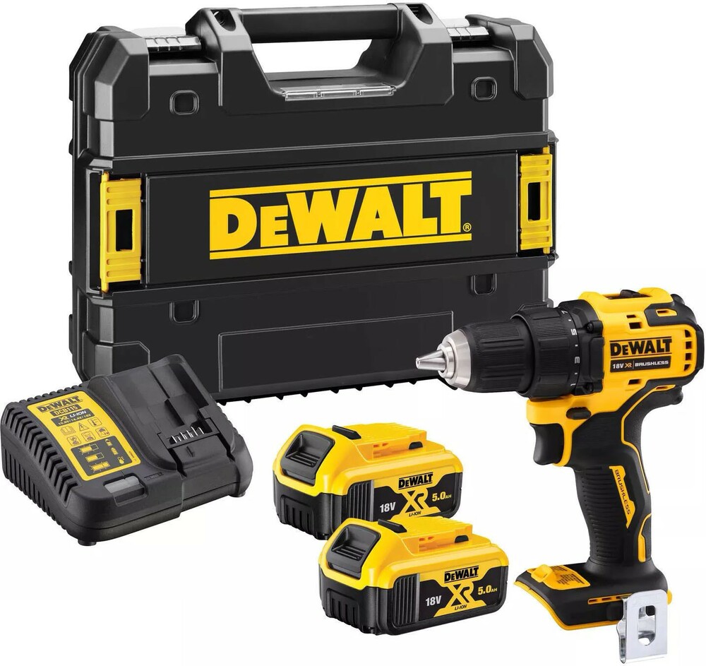 Wiertarko-wkrętarka 18V 90Nm + 2x5Ah + ładowarka + walizka DeWALT DCD800P2T 1