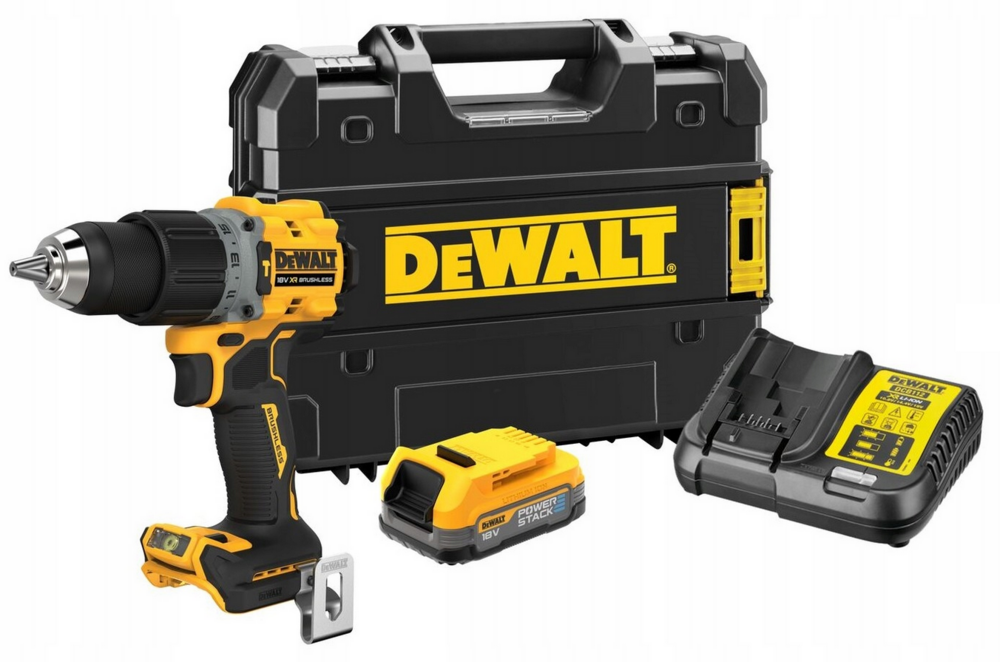 Wiertarko-wkrętarka udar 18V Aku 1,7Ah POWERSTACK + ładowarka + walizka DeWALT DCD805E1T 1