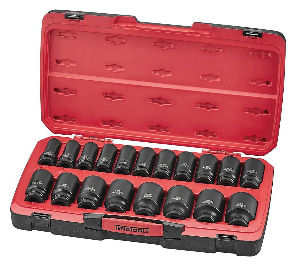 21-elementowy zestaw nasadek udarowych calowych długich z chwytem 3/4 Teng Tools T9421LAF 1