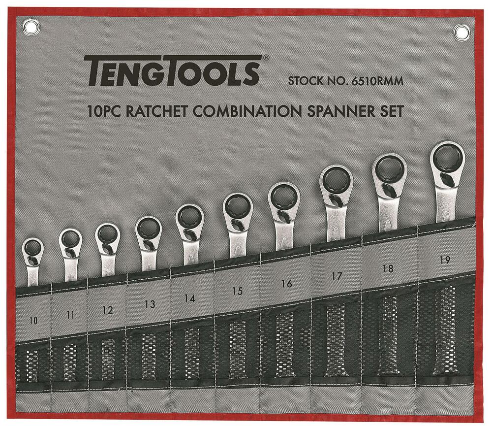 Zestaw kluczy płasko-oczkowych z zapadką Teng Tools 6510RMM 1