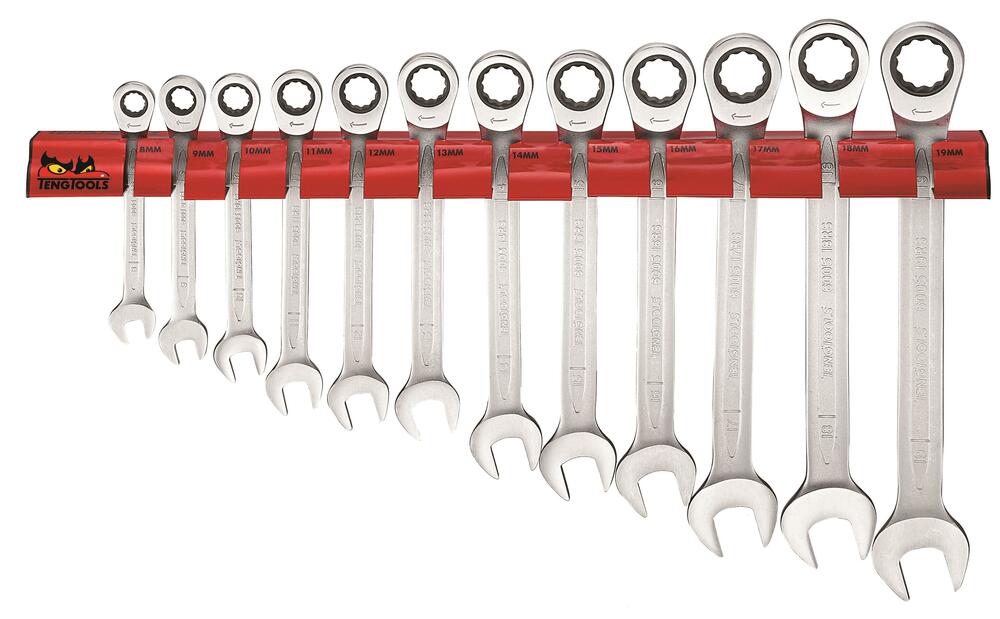 Zestaw kluczy płasko-oczkowych zapadkowych Teng Tools WRSP12RS 1