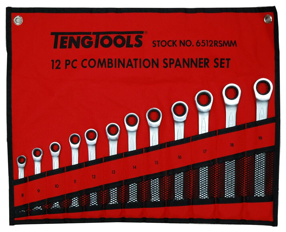 Zestaw kluczy płasko-oczkowych zapadkowych Teng Tools 6512RSMM 1