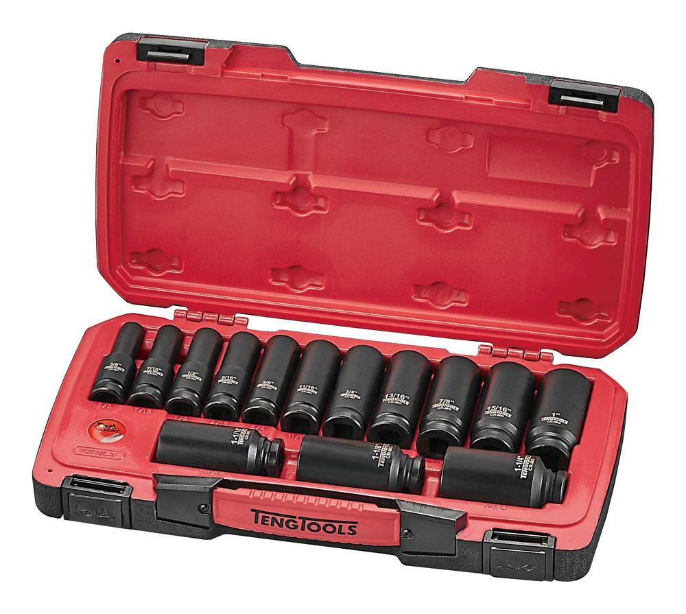 18-elementowy zestaw nasadek udarowych calowych z chwytem 1/2 Teng Tools T9218LAF 1