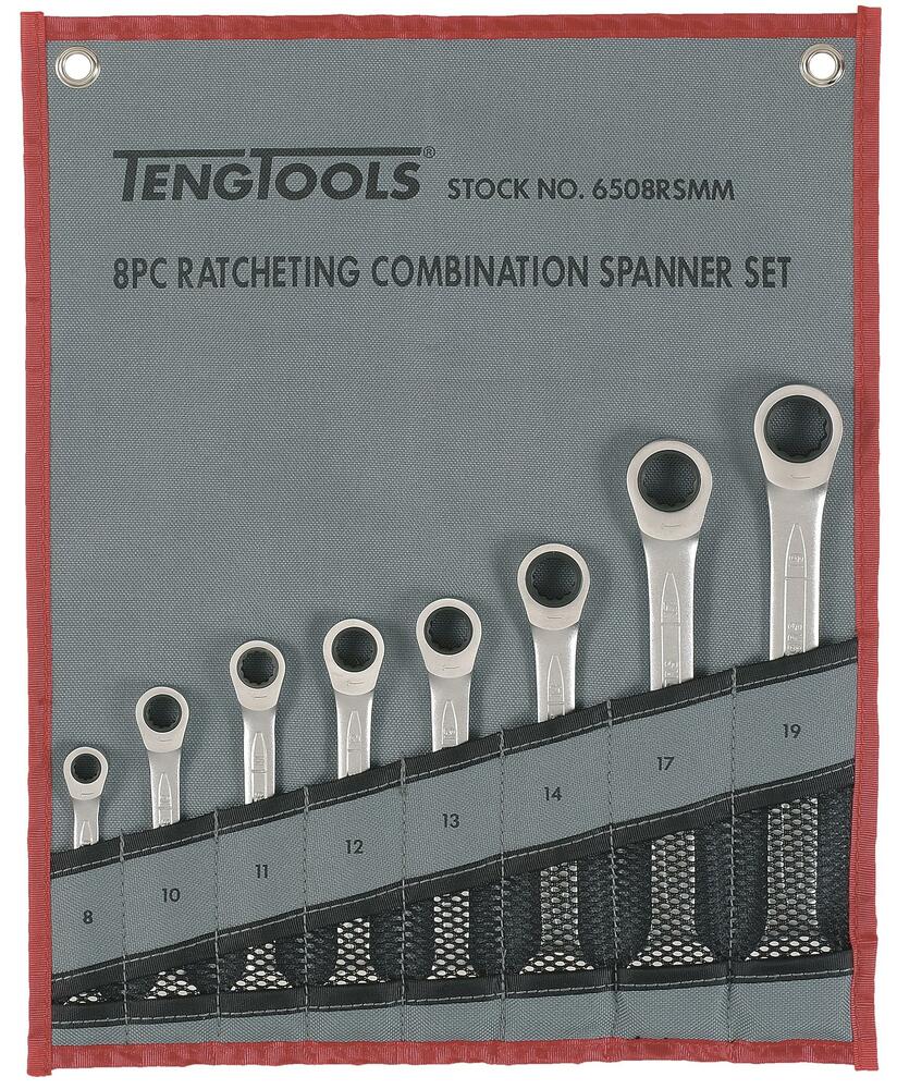 Zestaw kluczy płasko-oczkowych zapadkowych Teng Tools 6508RSMM 1