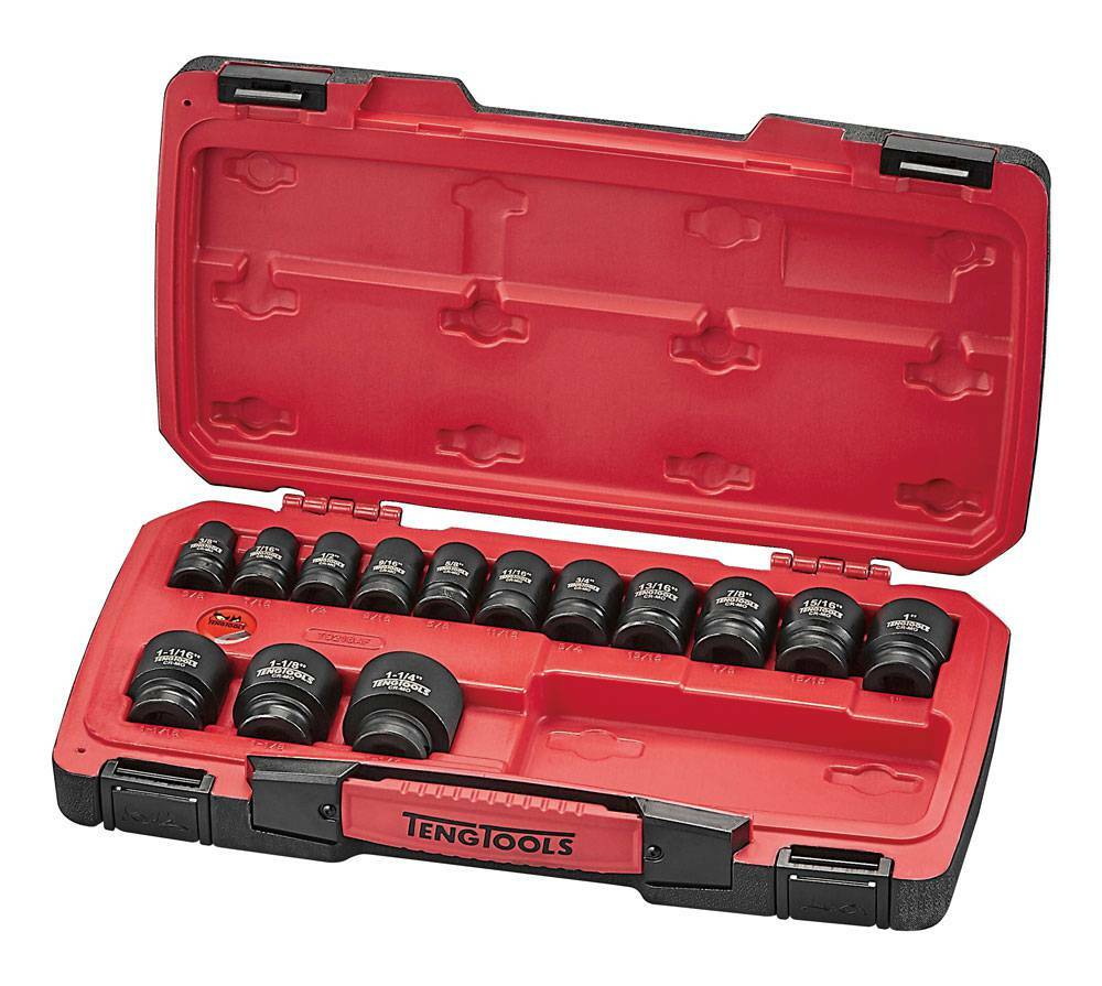 18-elementowy zestaw nasadek udarowych calowych z chwytem 1/2 Teng Tools T9218AF 1